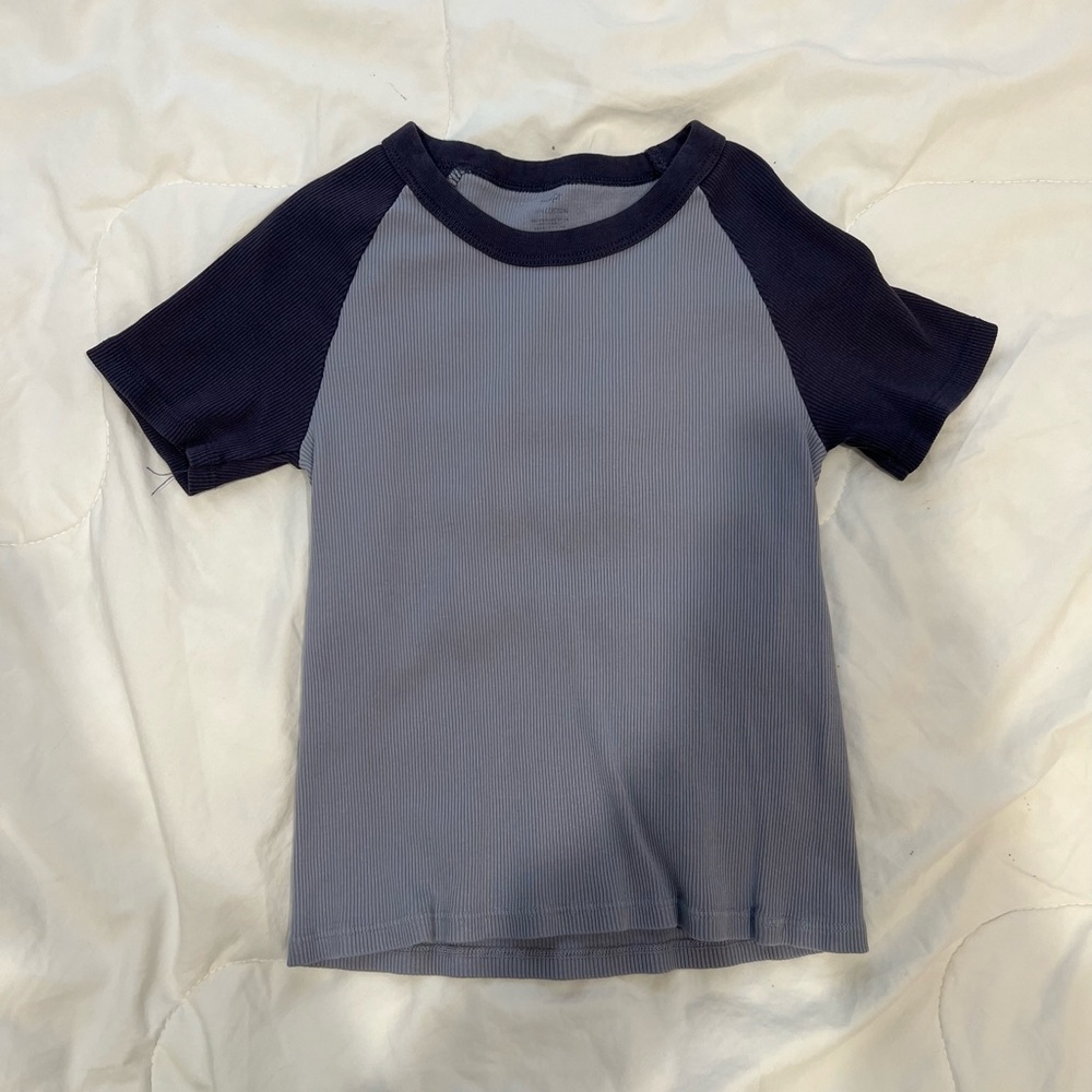 John Galt / Brandy Melville, Blue Bella Top, Cropped Baseball Tee